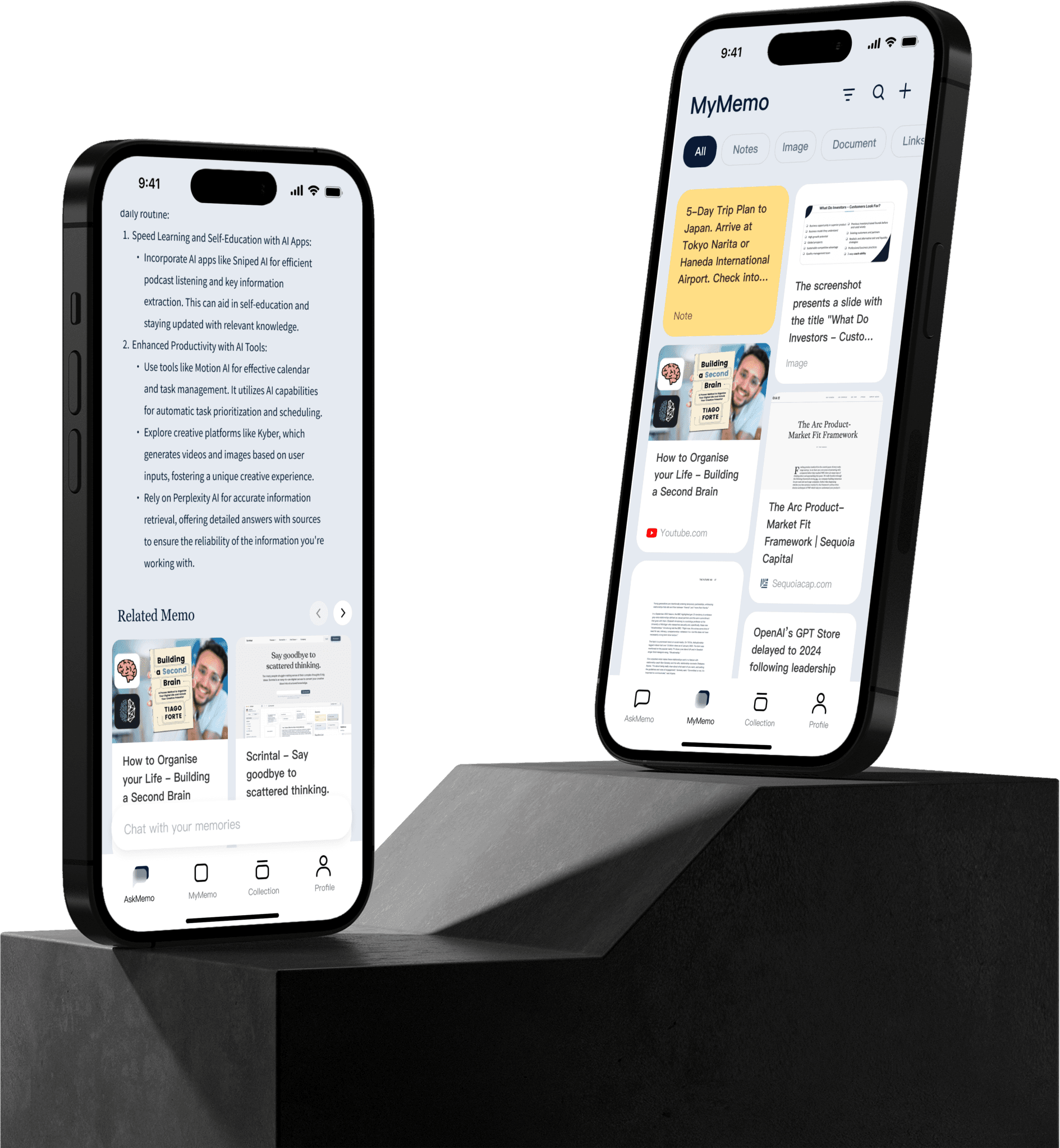 MyMemo iOS app on iPhone
