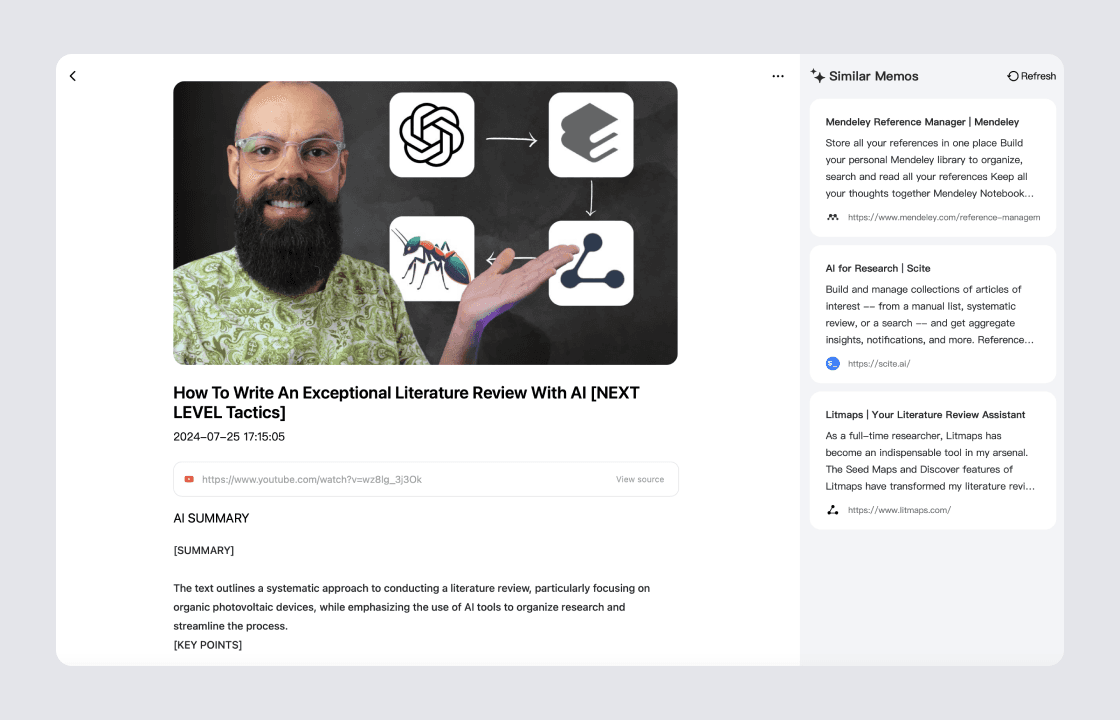 Wir stellen Similar Memo vor: Verknüpfe Zusammenhänge mit MyMemo AI